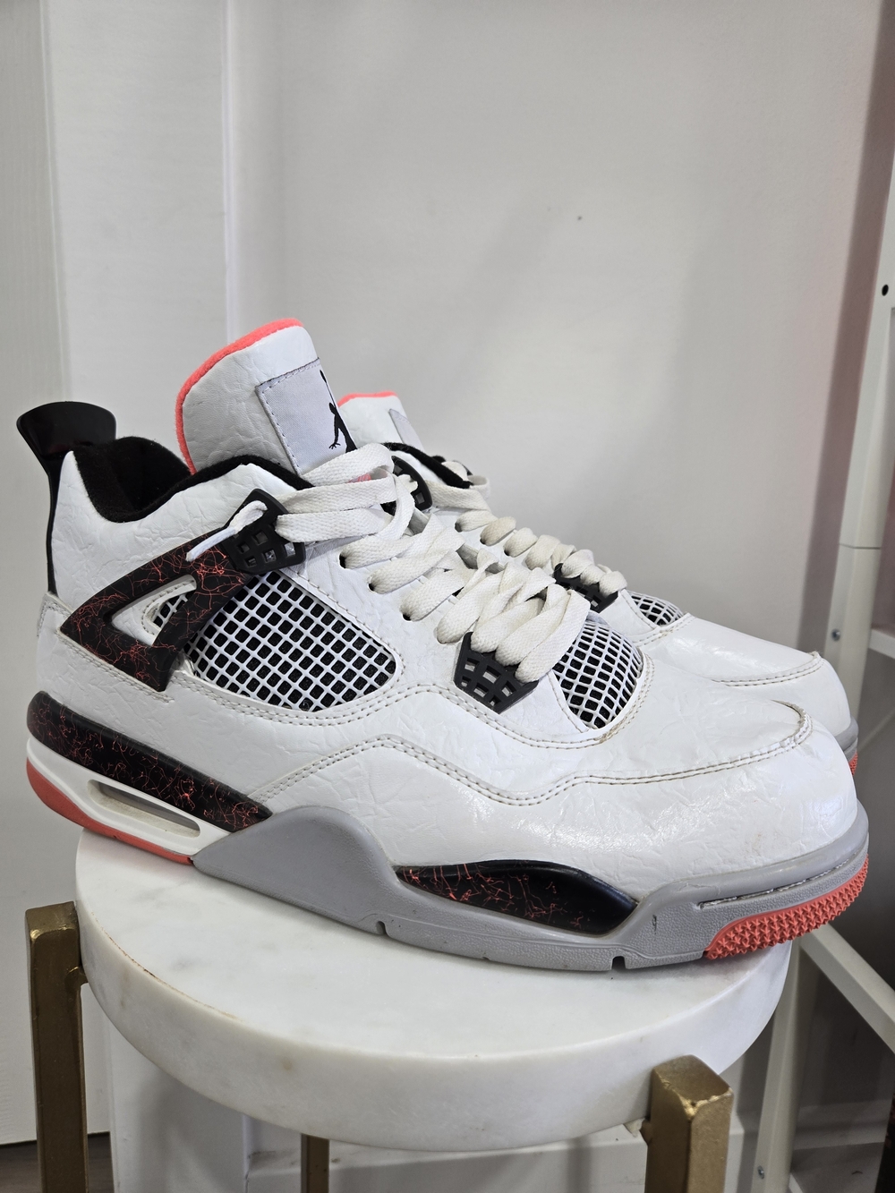 Jordan White Black Pink Accent Retro Basketball Shoes